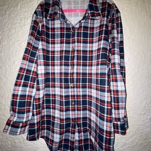 Roommates Plaid Button Down Shirt - Red, Blue, and White